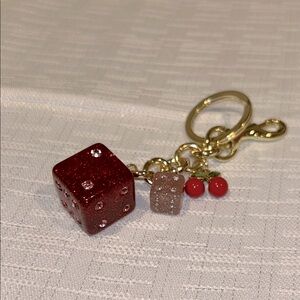 Fashion Jewelry Red and Gold Dice Key Holder